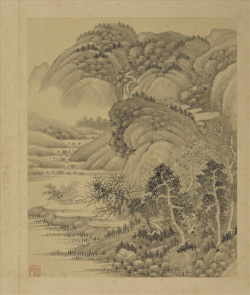 清強國忠山水乙　冊　蒼嶺飛泉