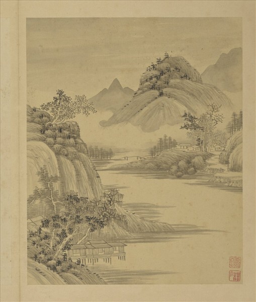 清強國忠山水乙　冊　平湖亭榭