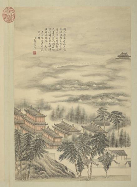 清蔣溥畫御製詩意（一）　冊　真定隆興寺禮大佛