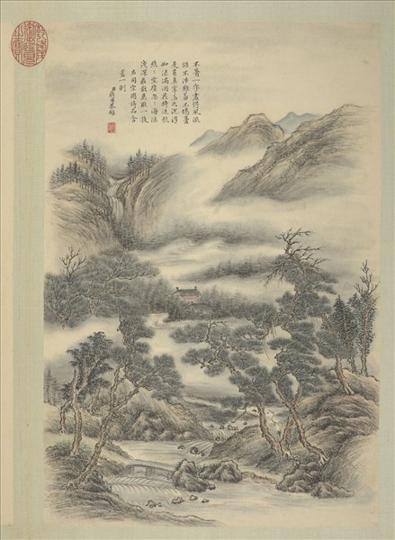 清蔣溥畫御製詩意（一）　冊　香山夜雨