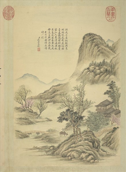 清蔣溥畫御製詩意（二）　冊　春日登樓詩