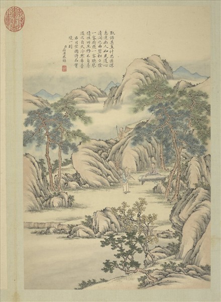 清蔣溥畫御製詩意（二）　冊　高士撫琴