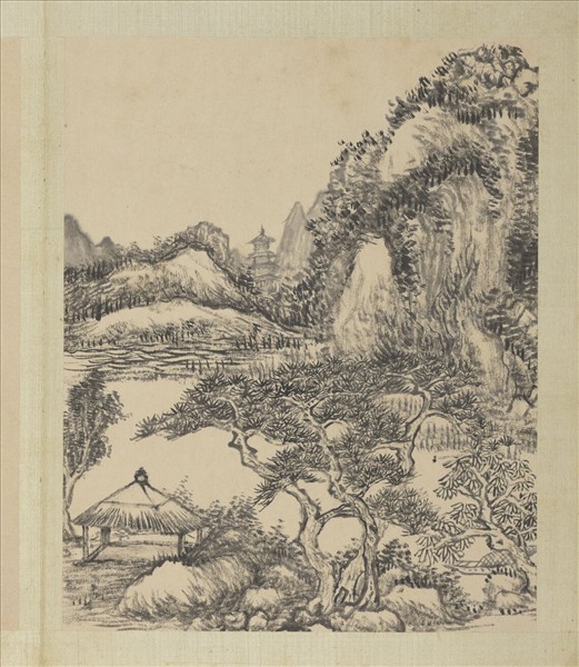 清董邦達山水　冊　塔亭相對