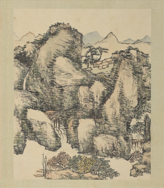 清董邦達山水　冊　危岸泊舟