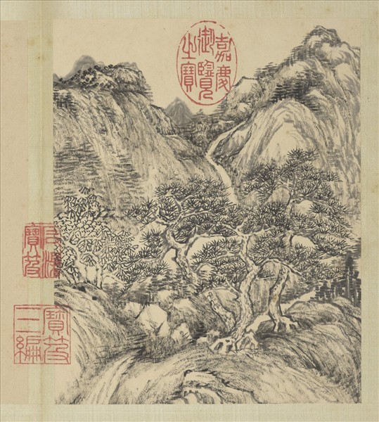 清董邦達畫山水　冊　清泉松間流