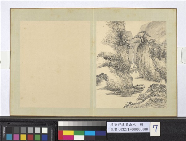 清董邦達畫山水　冊　停杖聽瀑聲