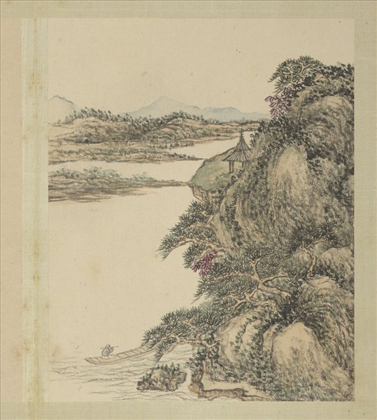 清董邦達畫山水　冊　笛韻滿江上