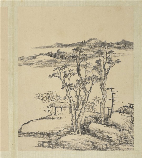 清董邦達畫山水　冊　空亭待人來