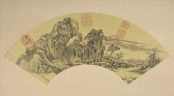 清董邦達畫扇山水　冊　水車灌田