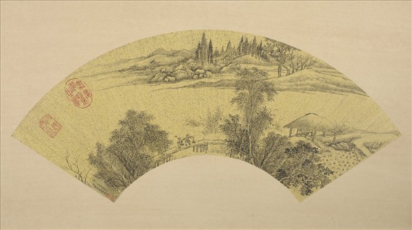 清董邦達畫扇山水　冊　水車灌田