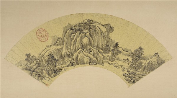 清董邦達畫扇山水　冊　溪中漁艇