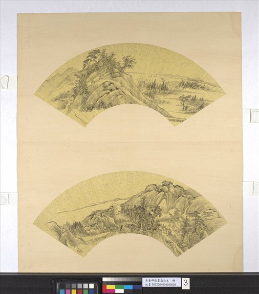 清董邦達畫扇山水　冊　山岡竹屋