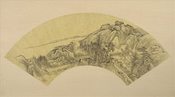 清董邦達畫扇山水　冊　山岡竹屋