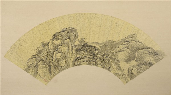 清董邦達畫扇山水　冊　山岩古寺