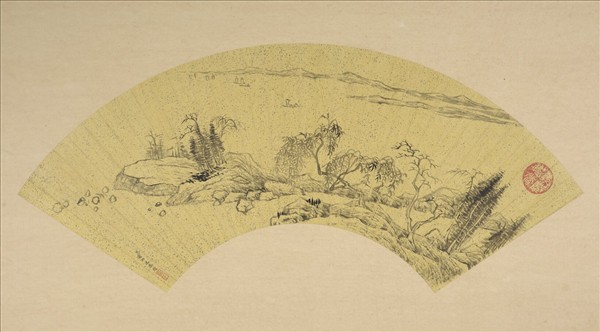 清董邦達畫扇山水　冊　遠岸帆影