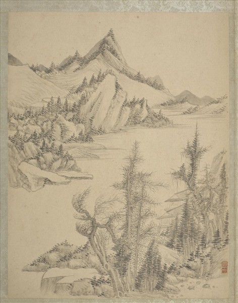 清沈宗敬山水　冊　江岸望山