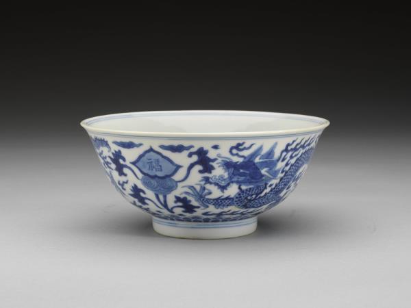 青花福壽龍紋碗