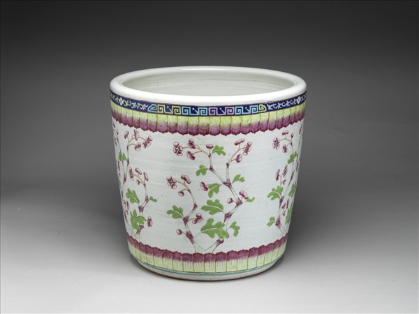 粉彩海棠花紋花盆