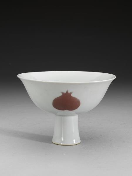 唐物 釉裏紅三魚紋碗 一対 大清雍正年製 款 中国