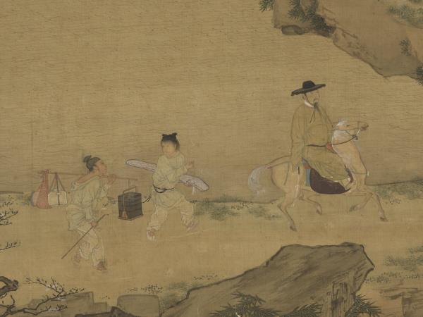 明仇英春遊晚歸圖　軸