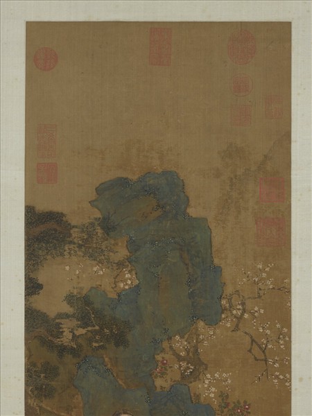 明仇英梅石撫琴圖　軸