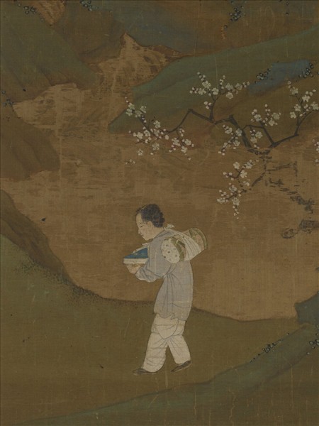 明仇英梅石撫琴圖　軸