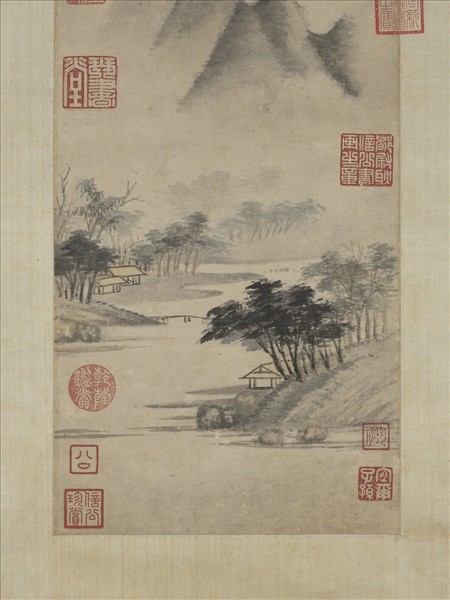 明文徵明春山烟樹　軸