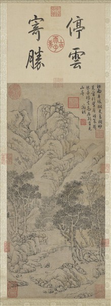 明文徵明春林策杖　軸