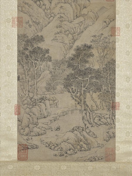 明文徵明春林策杖　軸