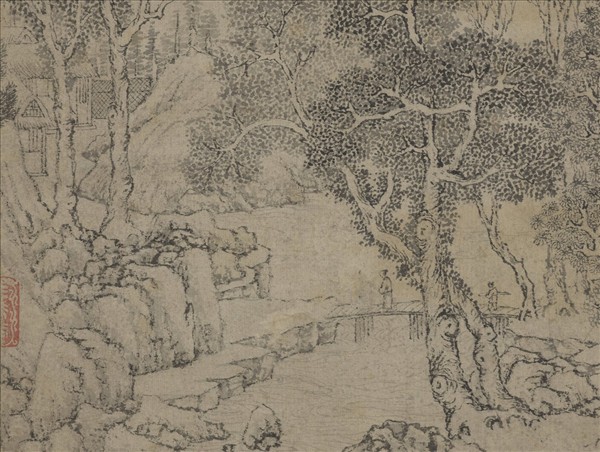 明文徵明春林策杖　軸