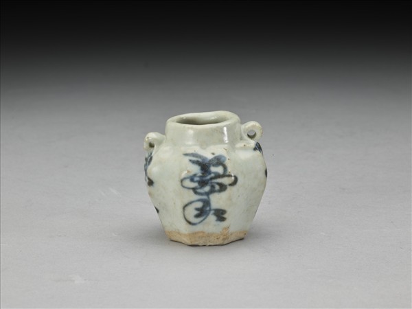 青花八稜雙耳罐