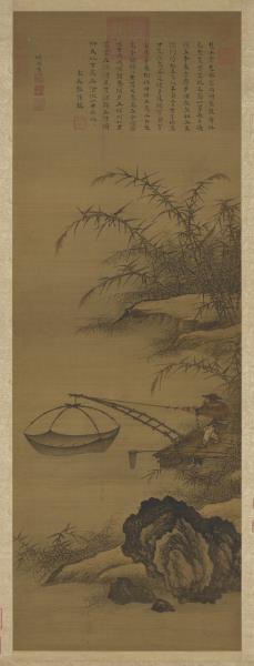 明倪端捕魚圖　軸