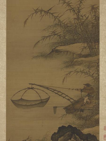 明倪端捕魚圖　軸
