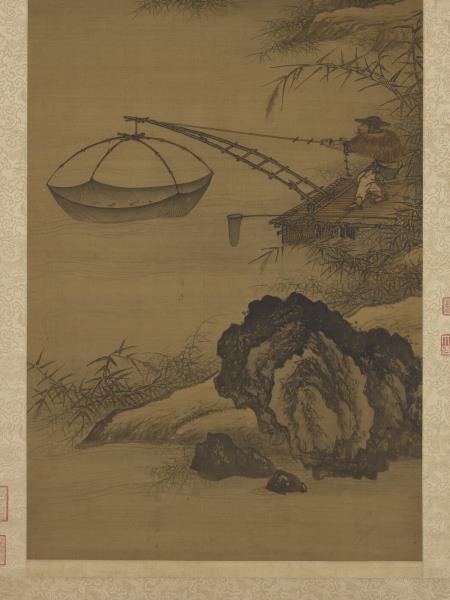 明倪端捕魚圖　軸