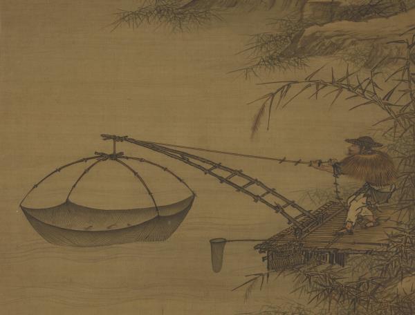 明倪端捕魚圖　軸