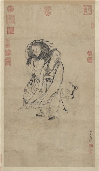 明吳偉仙蹤侶鶴圖　軸