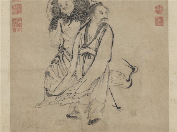 明吳偉仙蹤侶鶴圖　軸