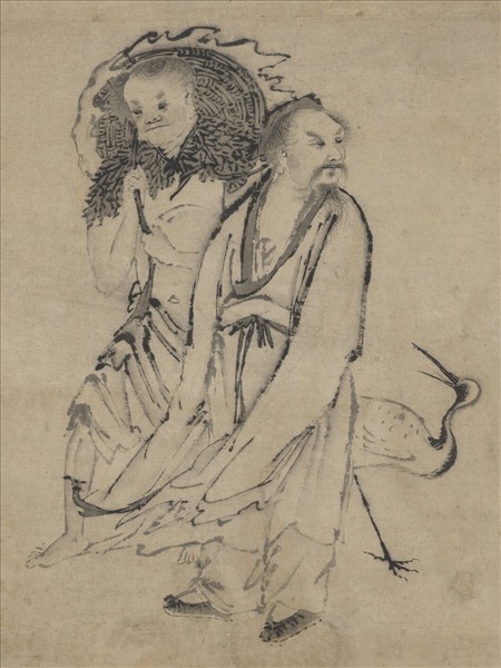 明吳偉仙蹤侶鶴圖　軸