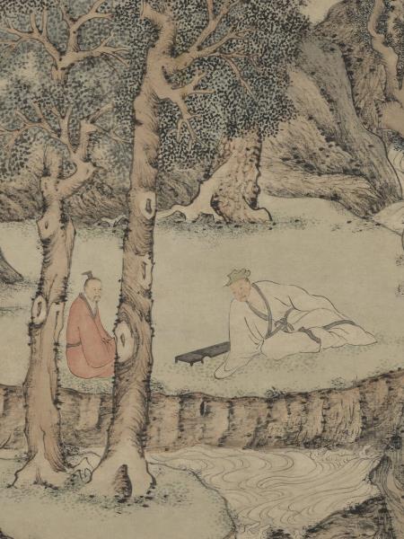 明文徵明茂松清泉　軸