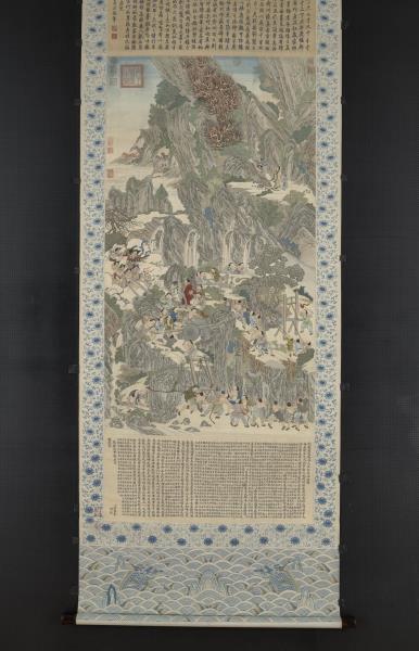 緙絲御題周文矩大禹治水圖　軸