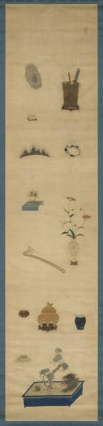 明粵繡博古圖屏（一）　軸