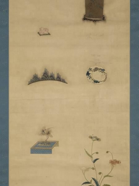 明粵繡博古圖屏（一）　軸