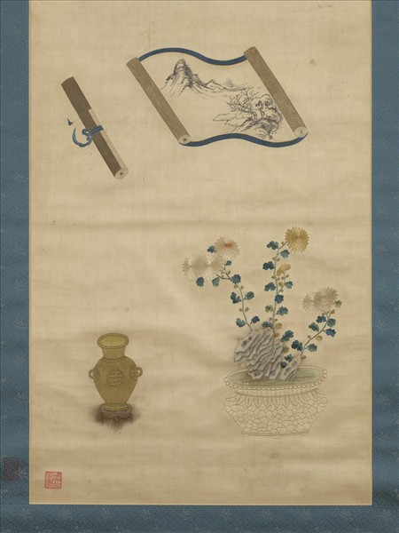 明粵繡博古圖屏（三）　軸