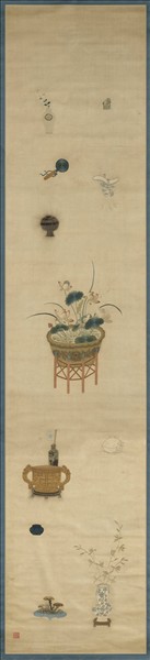 明粵繡博古圖屏（四）　軸