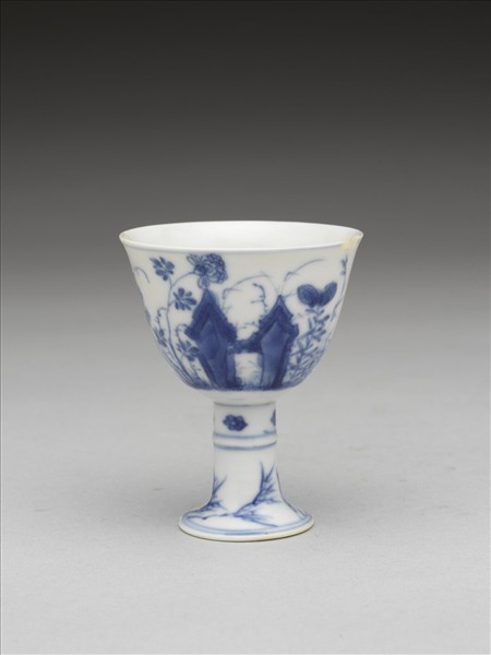 青花花鳥紋高足杯