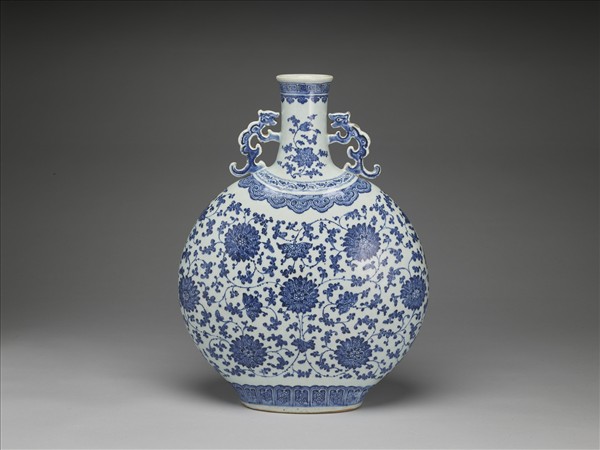 青花轉枝花卉紋扁壺