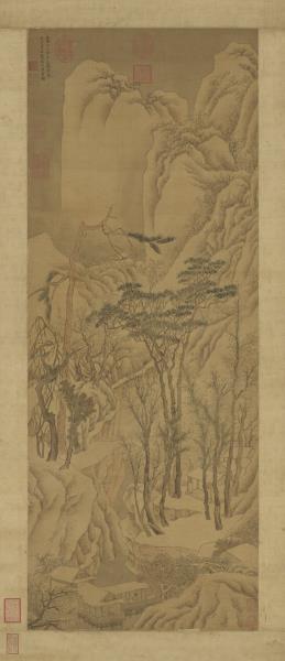 明文徵明溪山深雪　軸