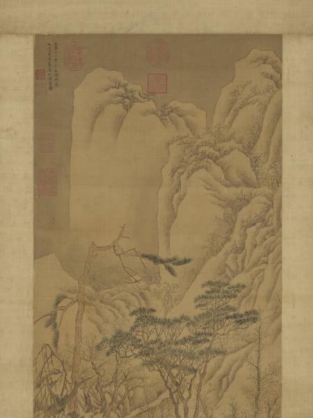 明文徵明溪山深雪　軸