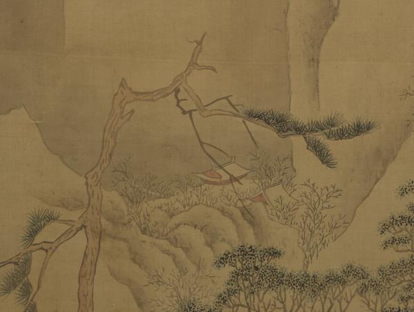 明文徵明溪山深雪　軸