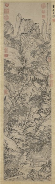 明文徵明倣王蒙山水　軸